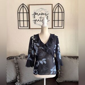 Vintage Floral Polka Dot Top Size S Side Zip Summer Beach Hippie